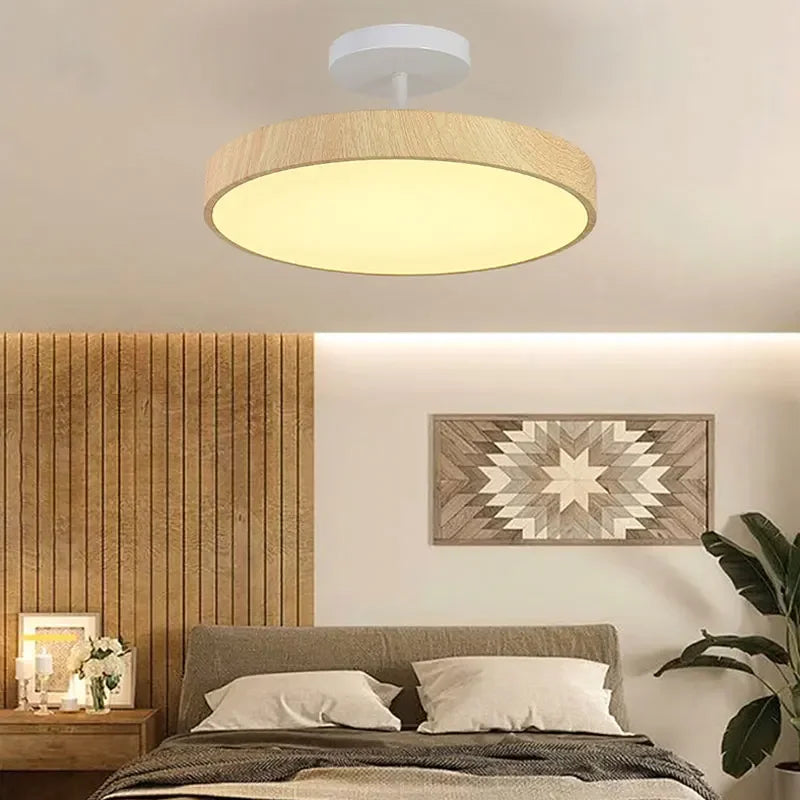 lampe moderne marron foncé doré ampoules led grain bois non visible