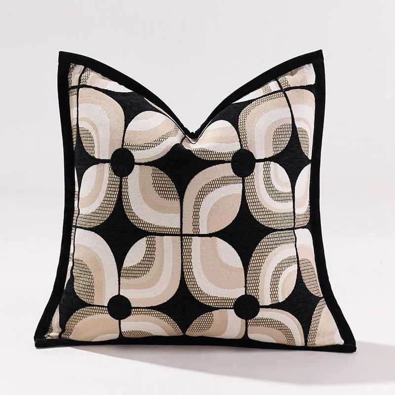 coussin carré géométrique noir blanc beige contemporain canapé chaise lit voiture remplissage optionnel