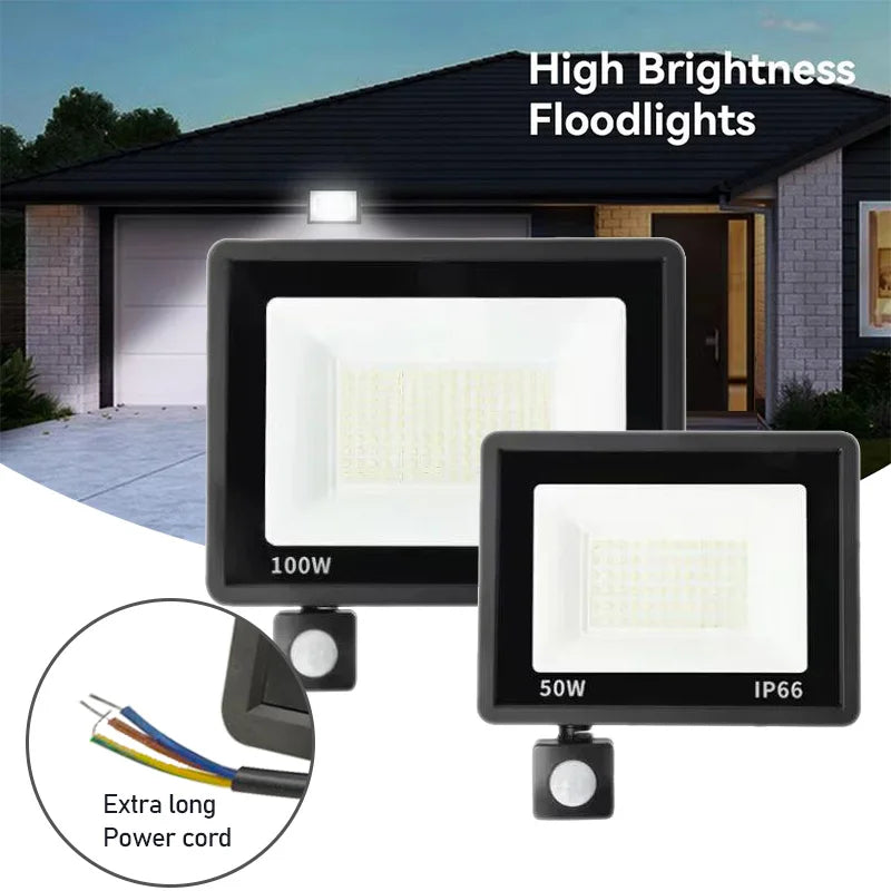projecteur led noir moderne ip66 capteur mouvement clips interrupteurs rotatifs extra long cordon alimentation