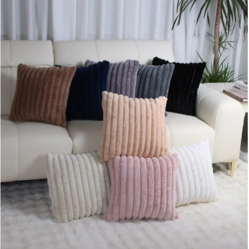 taie d'oreiller moderne rayée coussin plush blanc respectueux environnement simple hospitalière 45x45cm