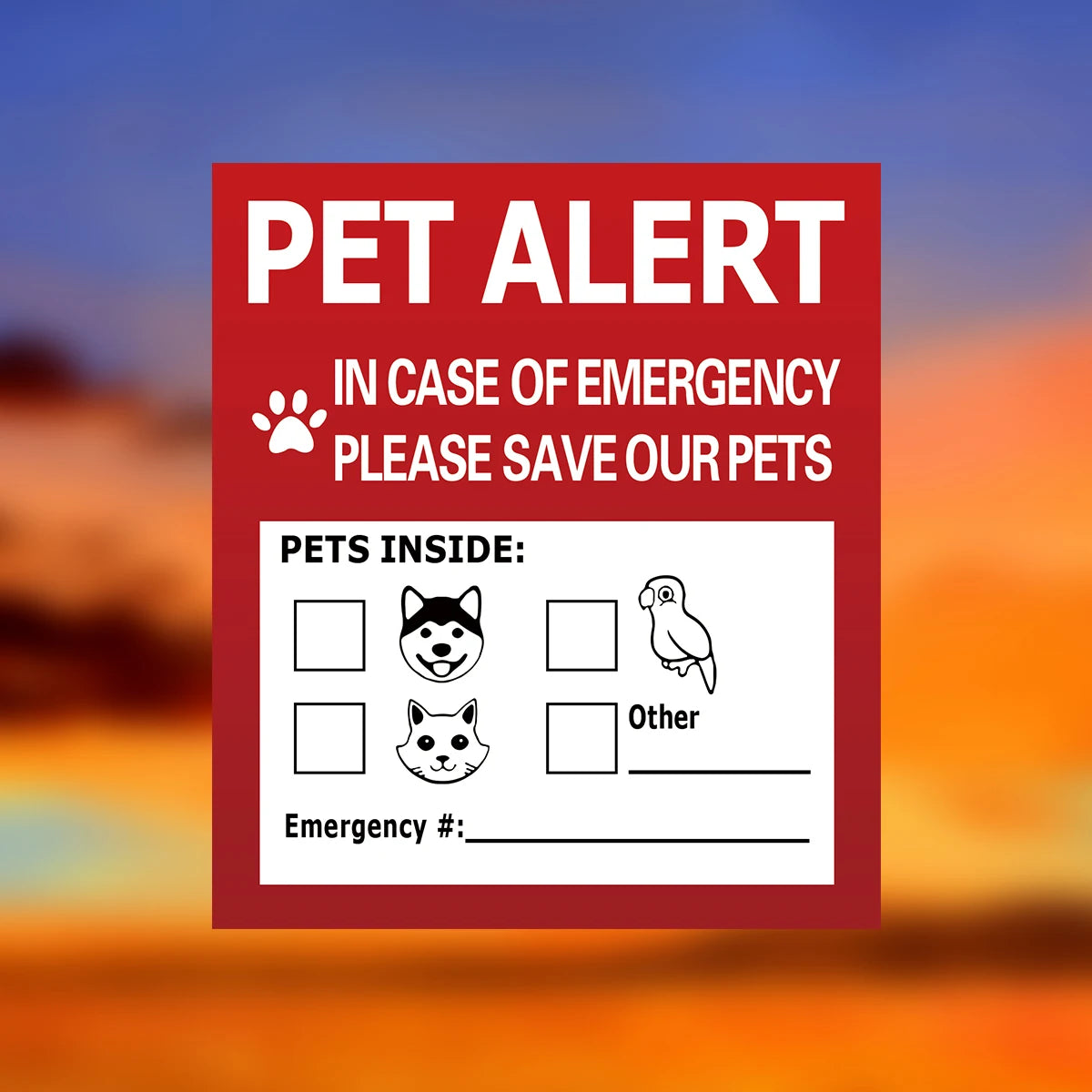 autocollants urgence animaux compagnie chiens chats oiseaux pompe incendie numéro d'urgence graphique informatif stickers