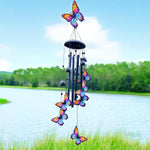 mobile vent oiseaux cloches multicolore noir extérieur jardin patio artisanal