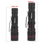 lampe torche rouge noir zoomable 3w led intense compact moderne clips adjustable