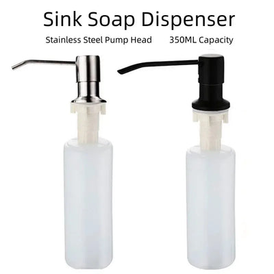 distributeur savon liquide mains blanc moderne fixation acier inoxydable tête pompe tube nettoyage cuisine