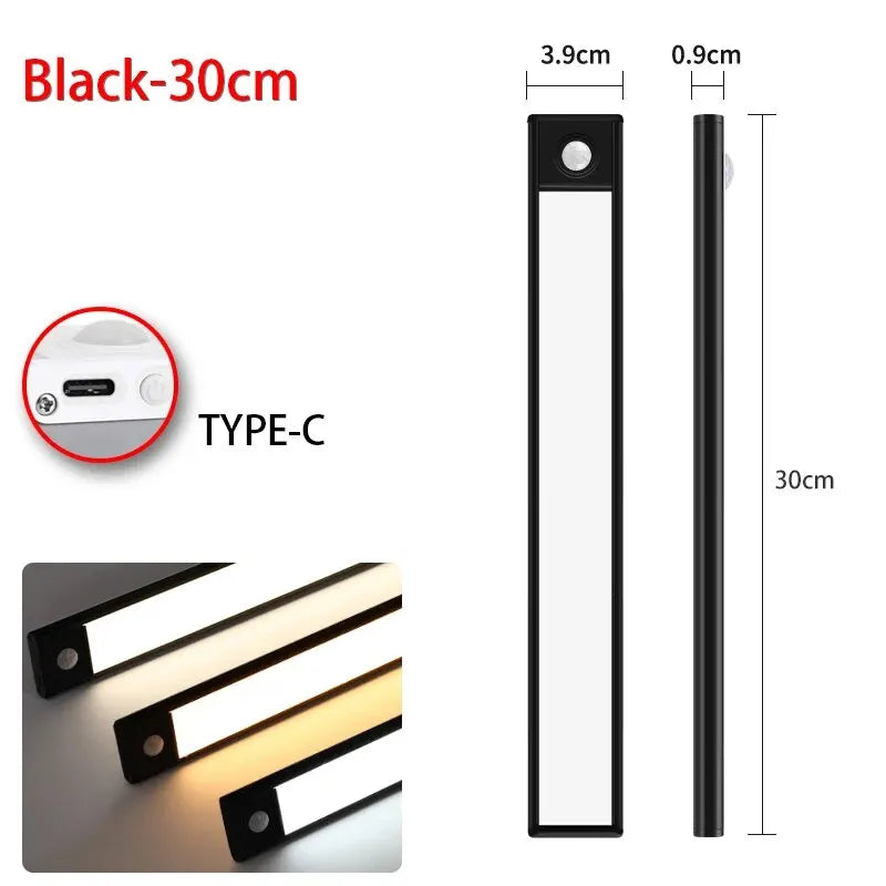 veilleuse led barreau mouvement blanc argenté moderne rechargeable aluminium