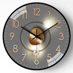 horloge murale moderne gris noir doré géométrique circulaire minimaliste quartz