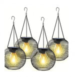 lampe solaire noire moderne chaîne maille métallique rustique extérieure
