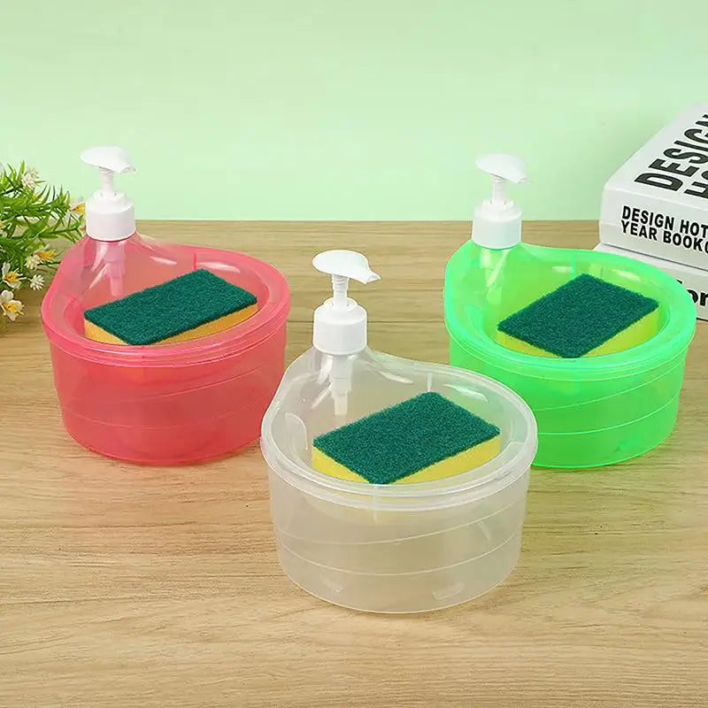distributeur savon liquide éponge intégrée adhésif moderne transparent rose violet