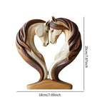 ornement décoration table chevaux forme cœur sculpture métal beige marron artistique moderne