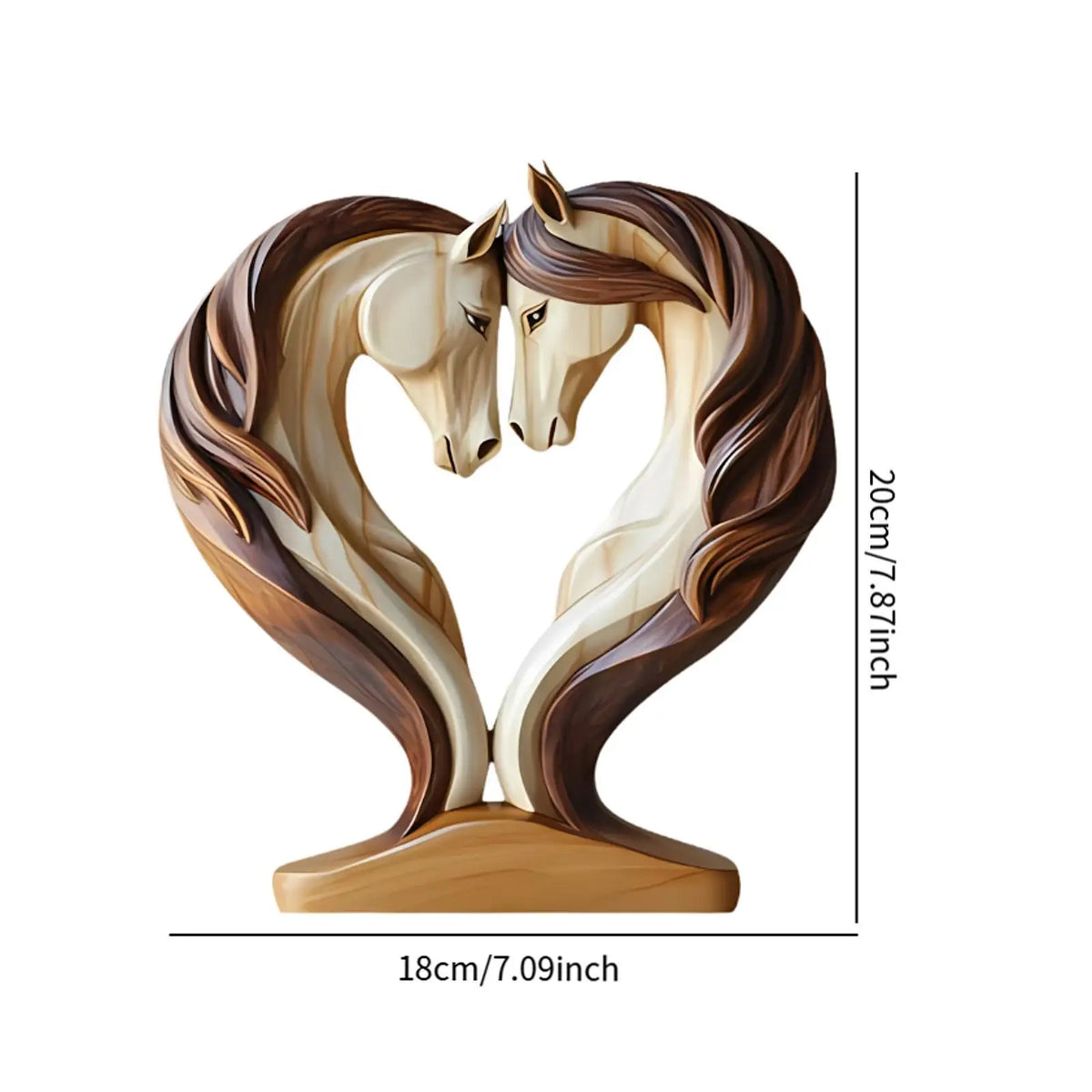 ornement décoration table chevaux forme cœur sculpture métal beige marron artistique moderne