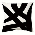 taies d'oreiller imprimées motif abstrait noir blanc contemporaines 45x45cm opaques maison hospitalière