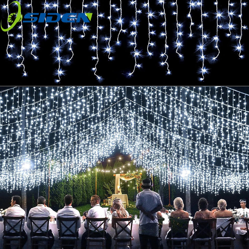 guirlande lumineuse solaire icicles étoiles blanc moderne modes extérieur fêtes noël mariage