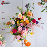 bouquets fleurs artificielles rose romantique arches intérieures décoration mariage anniversaire fêtes