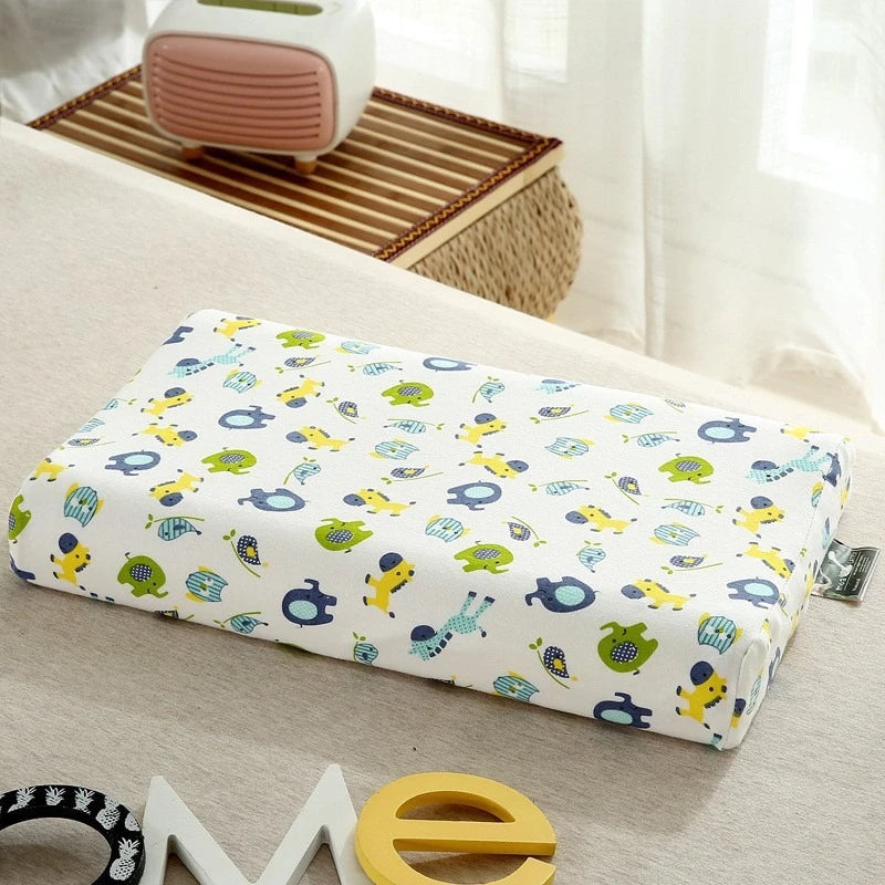 oreiller enfant latex coton motif voitures ours points anti apnée confortable quatre saisons