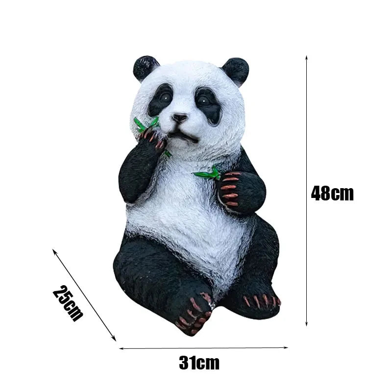 statues panda peluche lumineuses extérieures étanches noir blanc feuilles bambou moderne