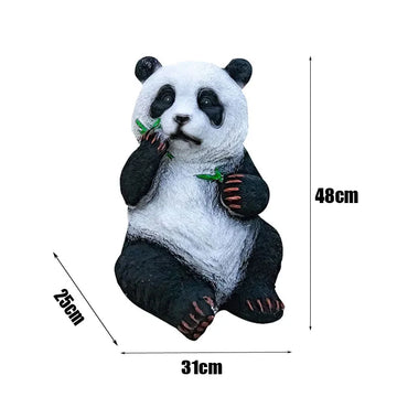 statues panda peluche lumineuses extérieures étanches noir blanc feuilles bambou moderne