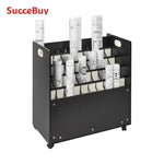 rack planches noir moderne 50 compartiments texture bois roulettes universelles mobilier