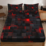 draps housse taies oreiller motifs cubes 3d moderne rouge noir futuriste qualité impression hd