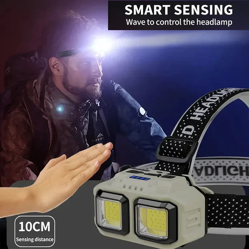 lampe frontale led rechargeable usb mode mouvement camping pêche cyclisme travail montagne