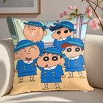 housse coussin carrée décorative dessin animé shin chan blanc lit salon maison