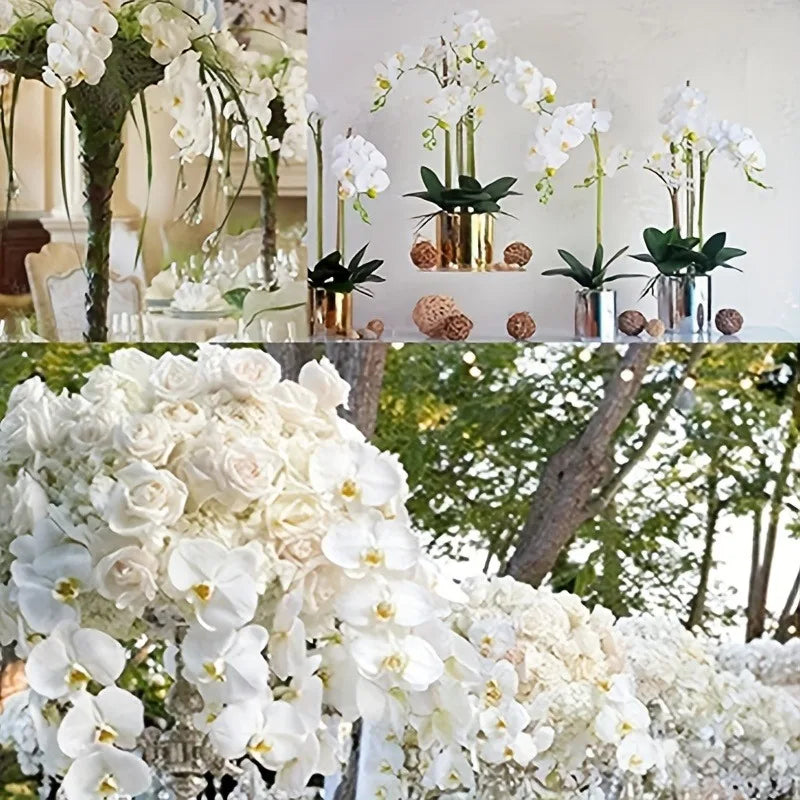 Orchidées artificielles blanc fleurissantes modernes décoration intérieure élégante vase doré maison mariage