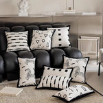 housse coussin géométrique noir blanc modernes 45x45cm amovibles lavables adultes casa bohème