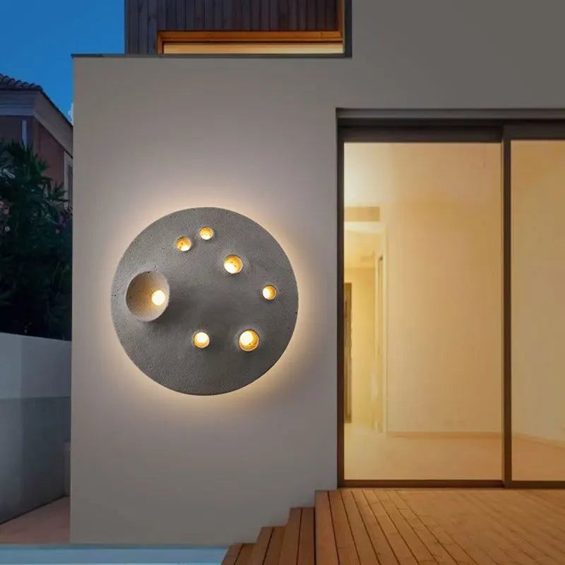 applique murale moderne led gris foncé texture pierre hydrofuge bouton poussoir autonome