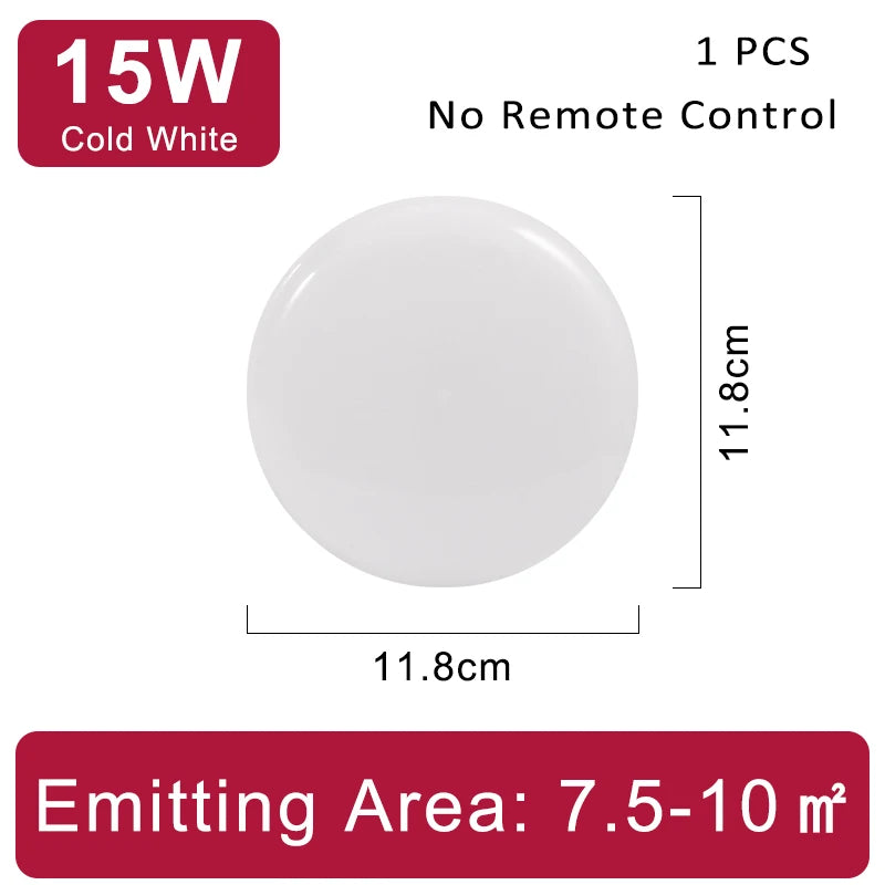 Lampe LED intelligente moderne blanc ronde télécommande fonction nuit dimmable réglage couleur sélection luminosité