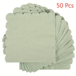 serviettes jetables vert sauge bord dentelé texture points qualité supérieure modernes cocktail fête mariage
