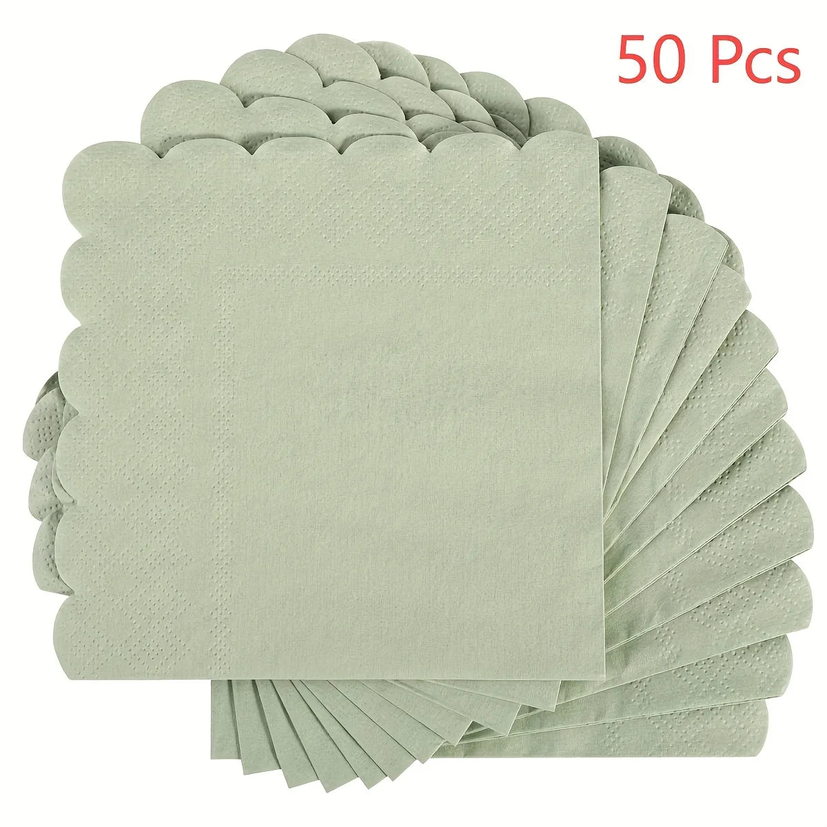serviettes jetables vert sauge bord dentelé texture points qualité supérieure modernes cocktail fête mariage