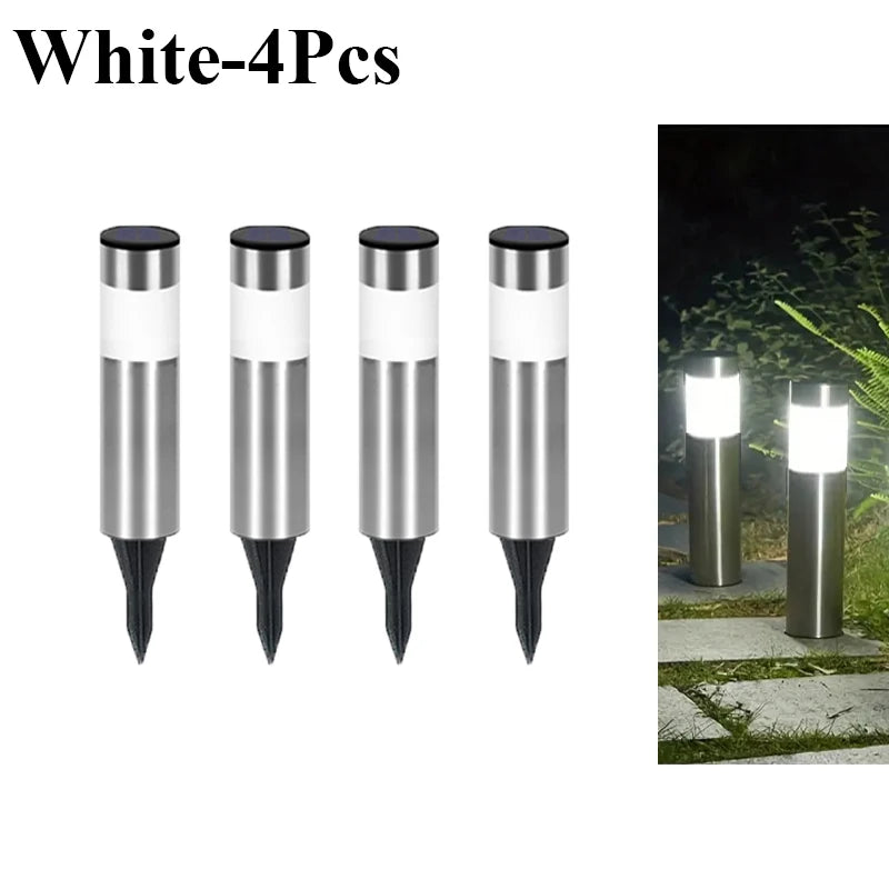 lampe solaire jardin led acier inoxydable moderne argenté doré ip65extérieur minimaliste