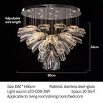 lustre suspendu led cristal transparent forme feuilles fleurs moderne luxe salon hall villa