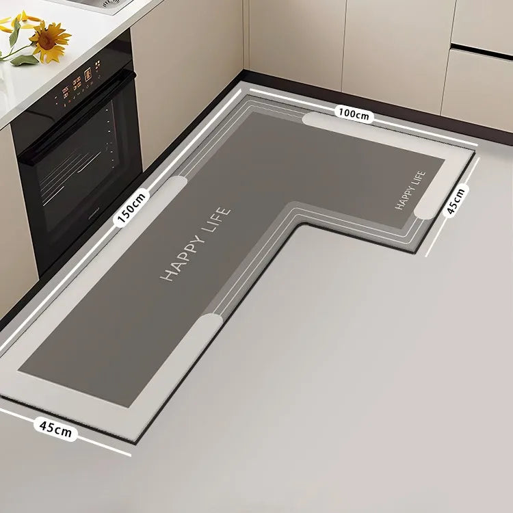 tapis sol moderne gris marbré adhésif salon super absorbant long rectangle
