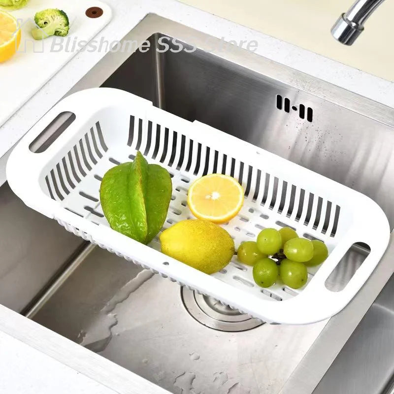 panier cuisine blanc gris rayures moderne réutilisable taille réglable poignées fruits légumes