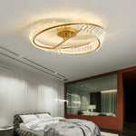plafonnier moderne élégant doré transparent cristaux led 50cm 60cm 80cm dimmable