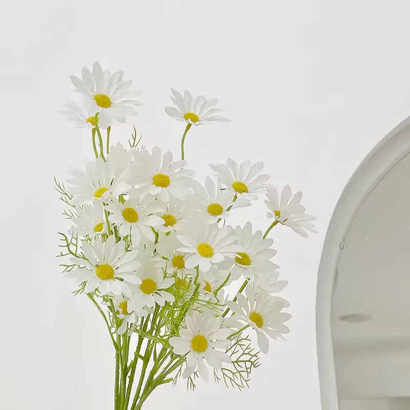 bouquet fleurs artificielles jaune blanc decoration intérieur mariage anniversaire minimaliste