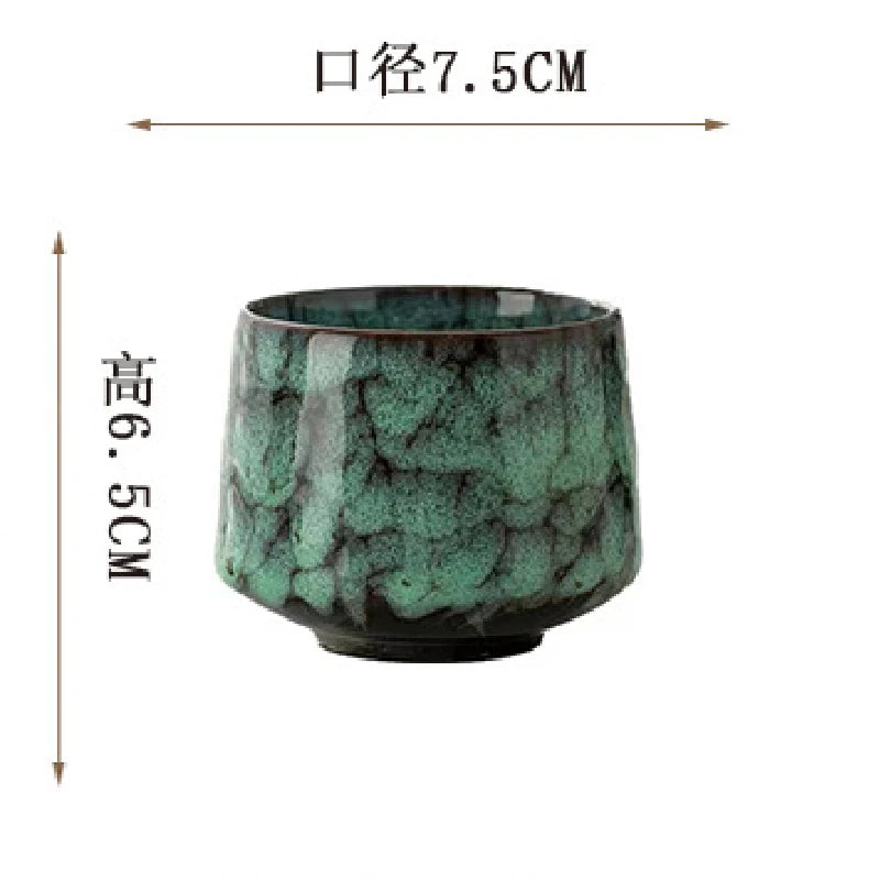 tasses vert marron beige texture marbrée motifs floraux artisanal moderne