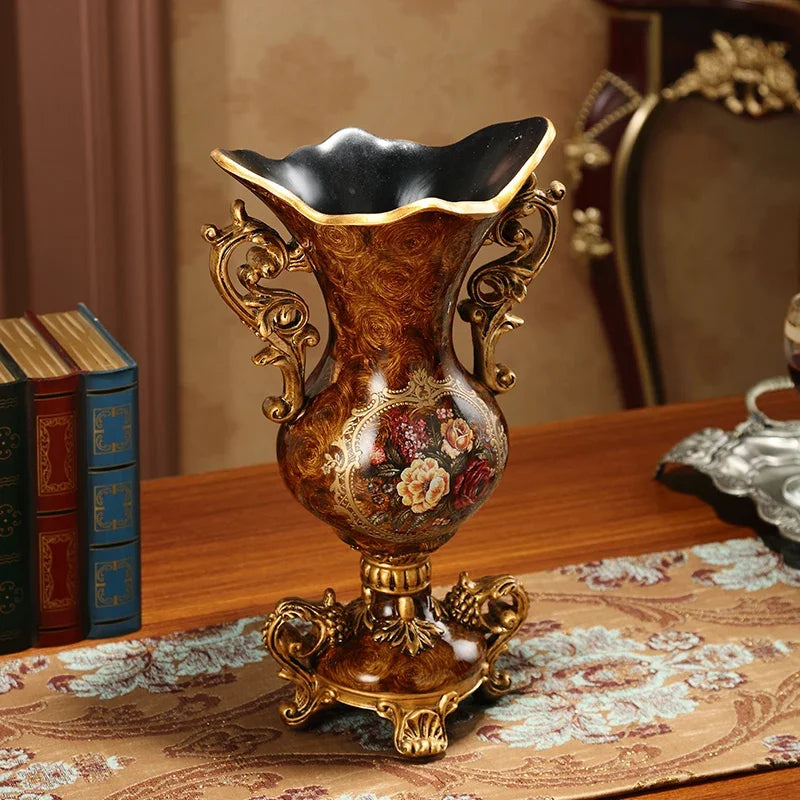 décoration table résine or marron fleurs classique vase boîte mouchoirs cendrier fruits bouquets
