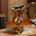 décoration table résine or marron fleurs classique vase boîte mouchoirs cendrier fruits bouquets