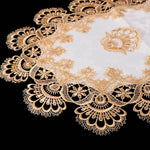 serviette table blanche brodée fleurs or classique élégant réutilisable polyester