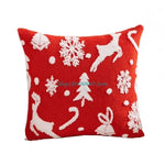 housse coussin motif flocons neige rennes noel vert blanc coton polyester lit festive