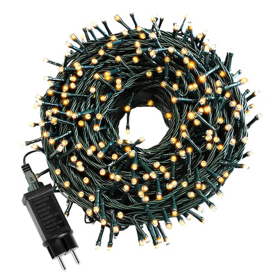 Guirlande lumineuse LED extérieure 50m éclairant un jardin la nuit