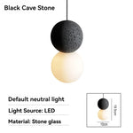 suspension lumineuse moderne minimaliste pierre verre blanc gris texturée 90 260V