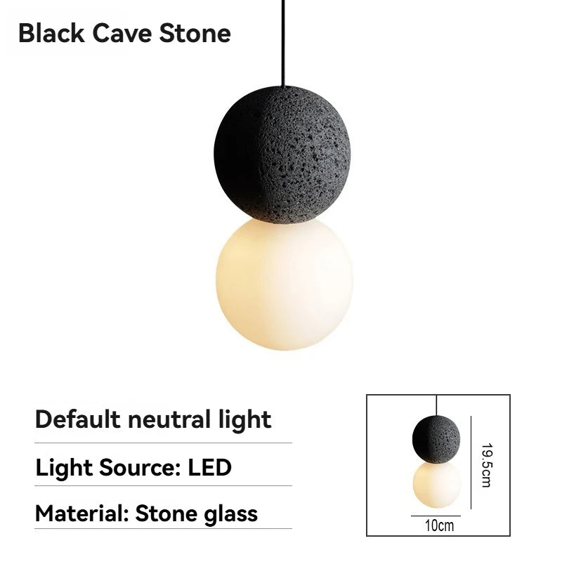 suspension lumineuse moderne minimaliste pierre verre blanc gris texturée 90 260V