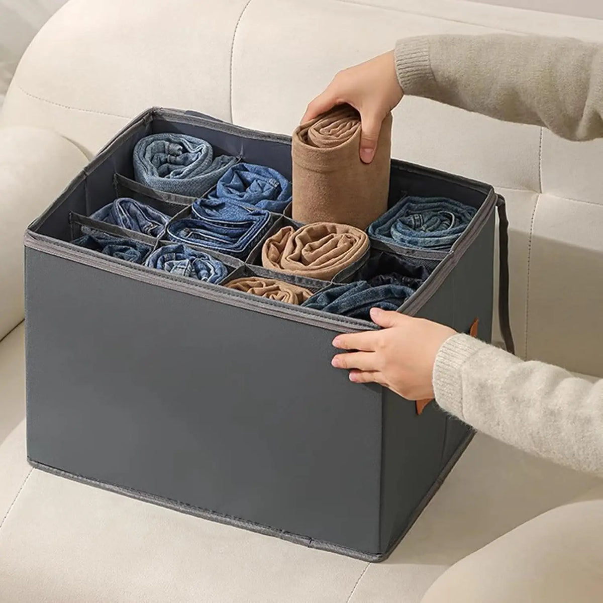boîte rangement chaussures pliable transparente moderne poignées cuir gris conteneur organiser paires echangement gọnducible
