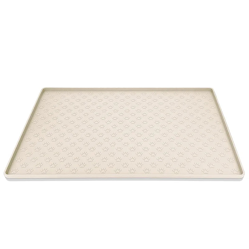 tapis nourriture animal imprimé pattes gris moderne opacité 80x60cm 60x46cm 40x30cm 29.5x18cm