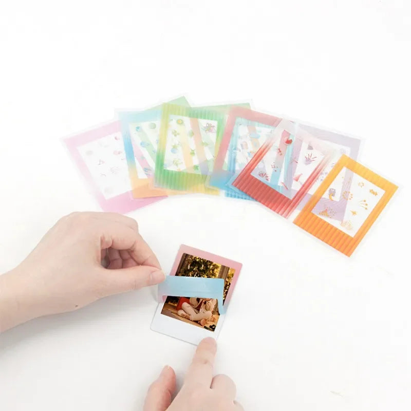 sticker photo polaroid kawaii gradient coloré motif adhésif transparent dégradé moderne kawaii mignon