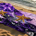 serviette plage dessin animé violet rose motif floral papillon étoiles rapide absorbant polyester machine