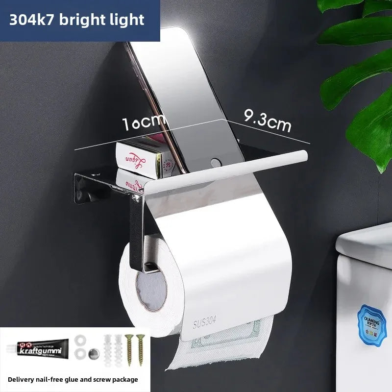 porte rouleau papier toilette acier inoxydable argenté moderne adhésif sans perçage double rouleau support