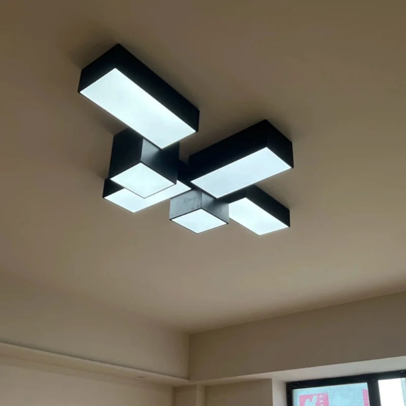 plafonnier moderne minimaliste blanc noir cubique géométrique LED salon chambre étude